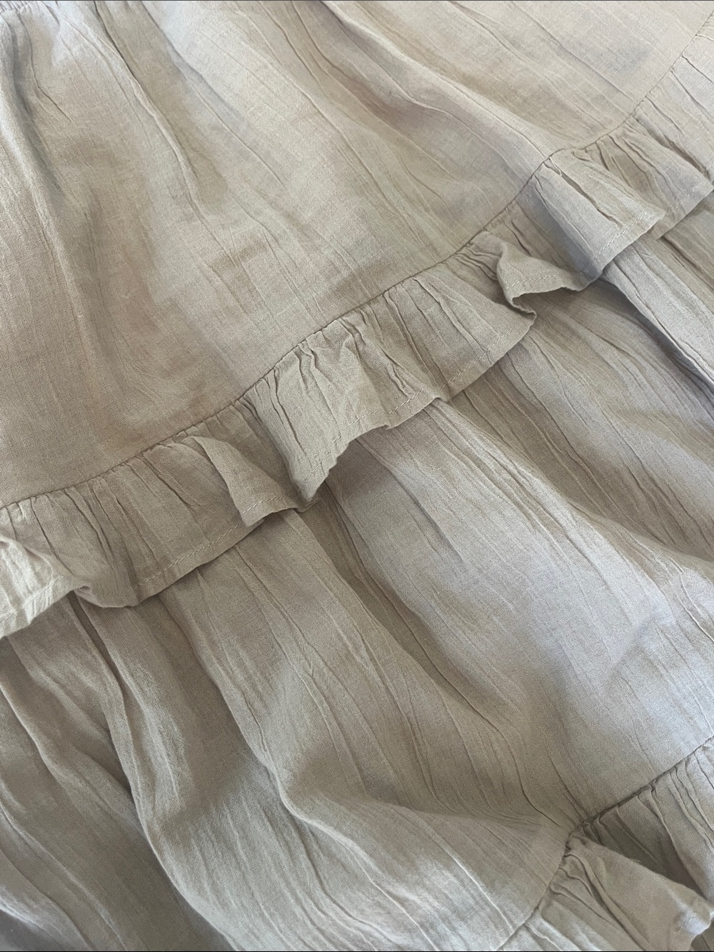 NWT Aerie Real Good Tiered Ruffle Midi Skirt XL Beige Tan 100% Cotton Boho - Picture 8 of 16